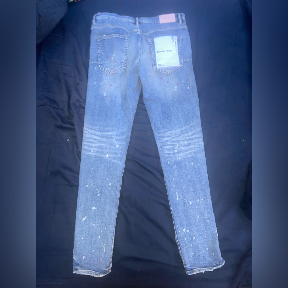 Purple Jeans P002 Mid Rise Slim Jean - Vintage Spotted Indigo